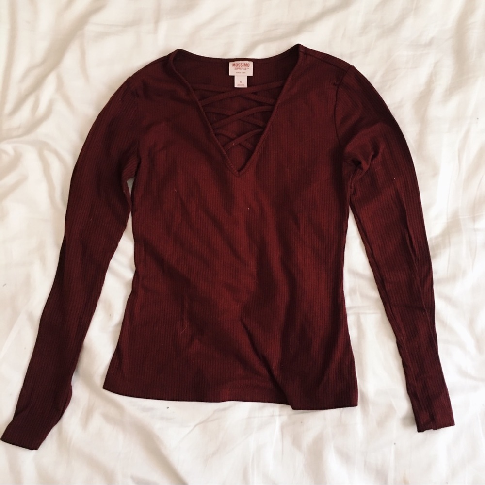 Mossimo criss cross long sleeve tee
